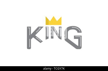 King Typography Gold Crown Text Logo Design Symbol Illustration Stock Vector