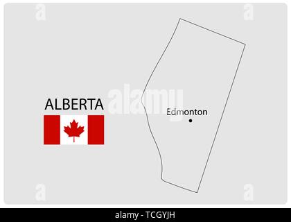 Vector Illustration of Alberta Map. Canada Province. Stock Vector