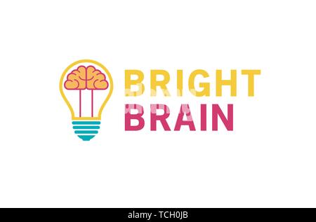 Creative Lamp Bulb Brain Inside Logo Design Symbol Illustration Stock Vector
