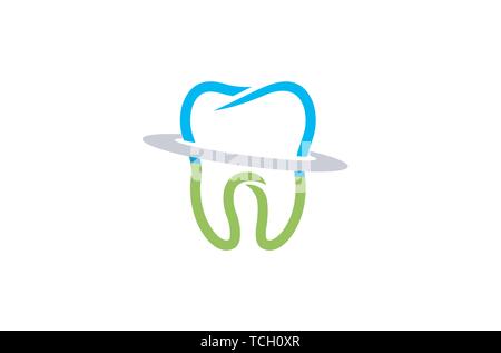 Dental Planet Circle Logo Design Symbol Illustration Stock Vector