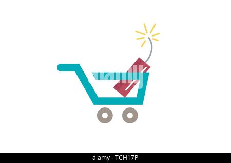 Creative Cart Tnt Bomb Logo Design Symbol Illustration Stock Vector