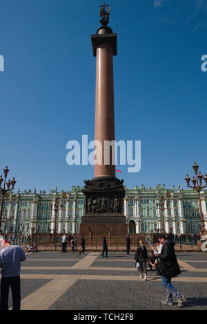 The Alexander Column in Palace Square, Saint Petersburg, Russia Stock Photo