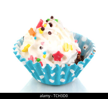 Creamy cupcake isolated on white Stock Photo - Alamy