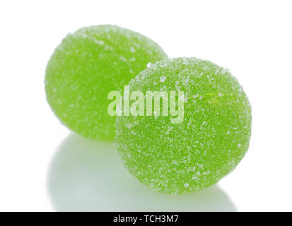 green jelly candies isolated on white Stock Photo