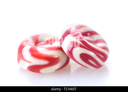 striped fruit candies isolated on white Stock Photo