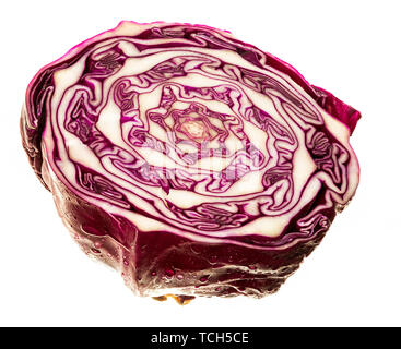 Red cabbage (Brassica oleracea) cutted. Isolated on white background. Stock Photo