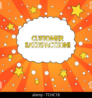 Word writing text Customer Satisfaction. Business photo showcasing Exceed Consumer Expectation Satisfied over services Blank Speech Bubble Cloud Orang Stock Photo