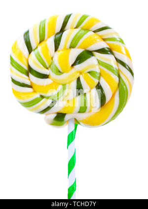 Colorful lollipop with ribbon isolated on white Stock Photo