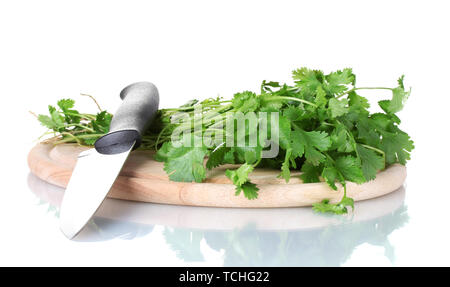 https://l450v.alamy.com/450v/tchg22/coriander-on-a-cutting-board-with-knife-isolated-on-white-tchg22.jpg