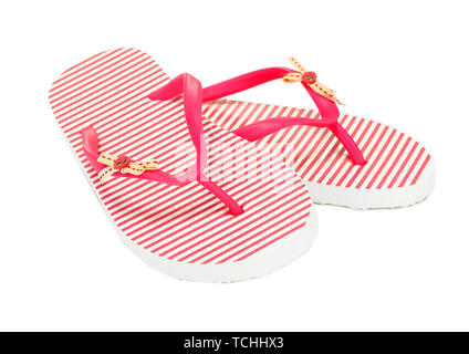 pink beach shoes isolated on white Stock Photo