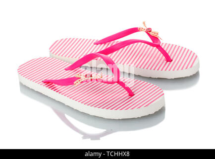 pink beach shoes isolated on white Stock Photo