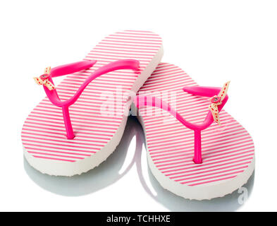 pink beach shoes isolated on white Stock Photo