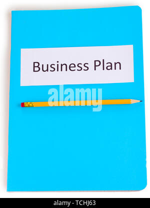 Blue folder labeled business Stock Photo