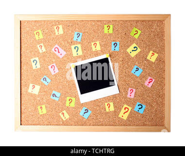 Photo with question marks cork board Stock Photo