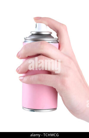 hand holding graffiti can spraying on wall Stock Photo - Alamy