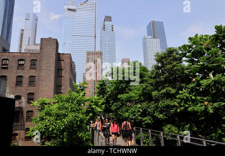 The High Line Park with visitors.Manhattan. New York City.USA Stock Photo