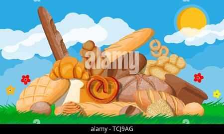 Big bread icons set. Nature Stock Vector