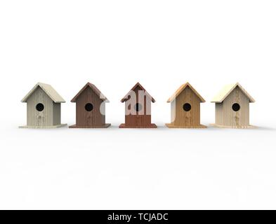 3d rendering of a brid house isolated in white studio background. Stock Photo