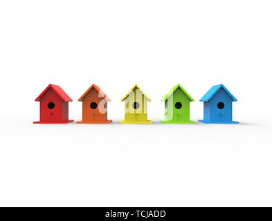 3d rendering of a brid house isolated in white studio background. Stock Photo