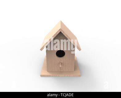 3d rendering of a brid house isolated in white studio background. Stock Photo