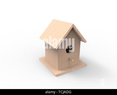 3d rendering of a brid house isolated in white studio background. Stock Photo