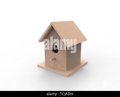 3d rendering of a brid house isolated in white studio background. Stock Photo