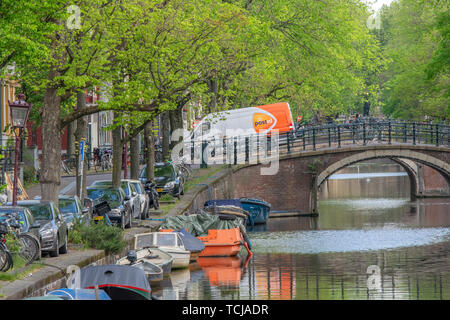 Post.nl Van On The Reguliersgracht At Amsterdam The Netherlands 2019 Stock Photo