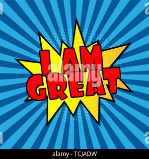 Comic book explosion with text i am Great vector illustration Stock Vector