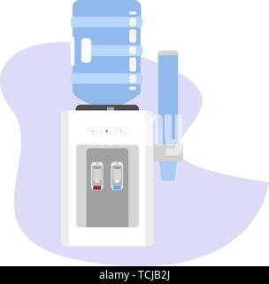 Water dispenser, cooler isolated on white. Vector drink in plastic cooler, dispenser liquid, bottle water-cooler illustration Stock Vector