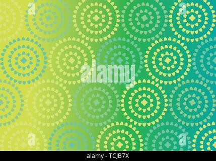 Yoga mat yellow and green circle vector pattern Stock Vector