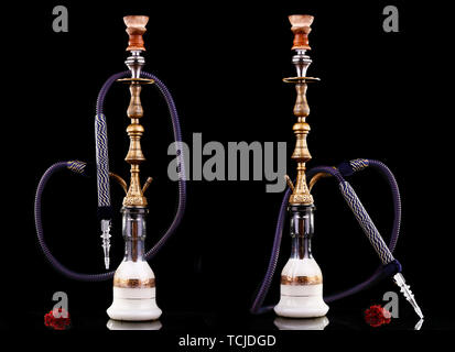 collage hookah on a black background Stock Photo