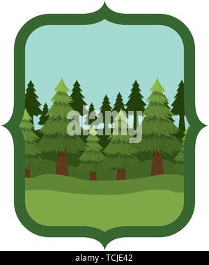 Isolated pine trees inside frame design Stock Vector Image & Art - Alamy