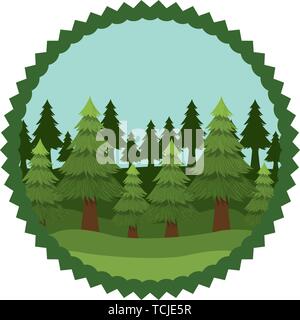 Isolated pine trees inside seal stamp design Stock Vector Image & Art ...