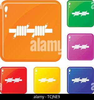 Barbed wire icons set vector color Stock Vector