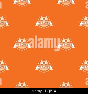 Vr gamer pattern vector orange Stock Vector