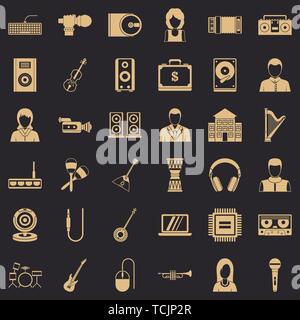 Piece of music icons set, simple style Stock Vector