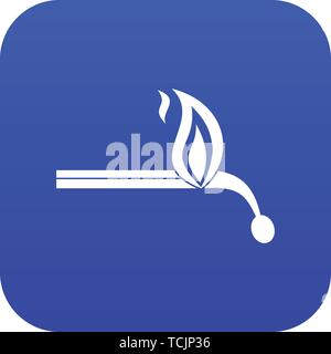 Burning match icon digital blue Stock Vector