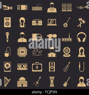 Opus icons set, simple style Stock Vector