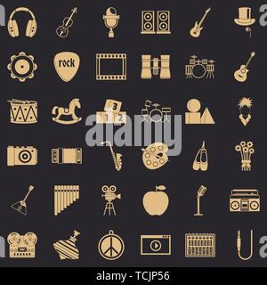 Musical training icons set, simple style Stock Vector
