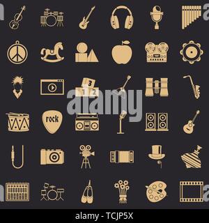 Musical comedy icons set, simple style Stock Vector