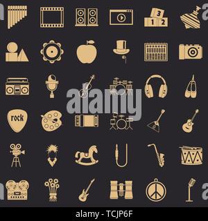 Operetta icons set, simple style Stock Vector