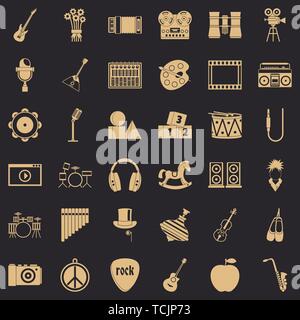 Vaudeville icons set, simple style Stock Vector