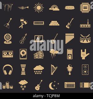 Sound festival icons set, simple style Stock Vector