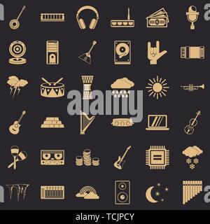 Thunder icons set, simple style Stock Vector