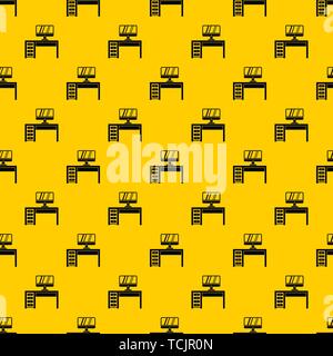 Computer desk, workplace pattern vector Stock Vector