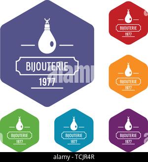 Bijouterie icons vector hexahedron Stock Vector