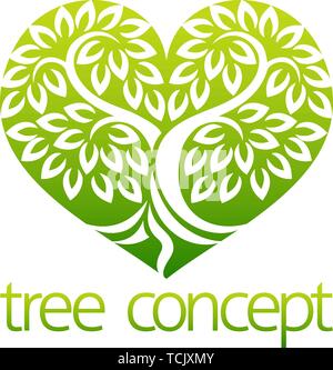 Tree Heart Shaped Icon Concept Stock Vector