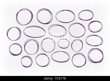 Hand drawn circle, set of elements. Sketch vector illustration Stock Vector