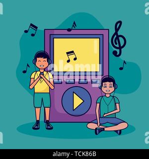 people listening music Stock Vector