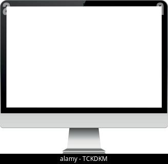 Computer Monitor With Blank White Screen Stock Vector